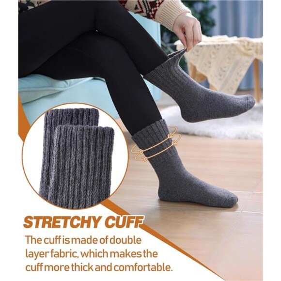 DYW‎ Womens Merino Wool Boot Socks Thermal Thick Winter Warm Cozy Hiking Work - Picture 5 of 7